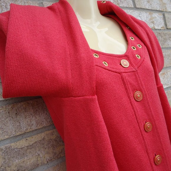 SIZE 10. ST. JOHN Collection coral crepe knit button up blazer. - Picture 16 of 16